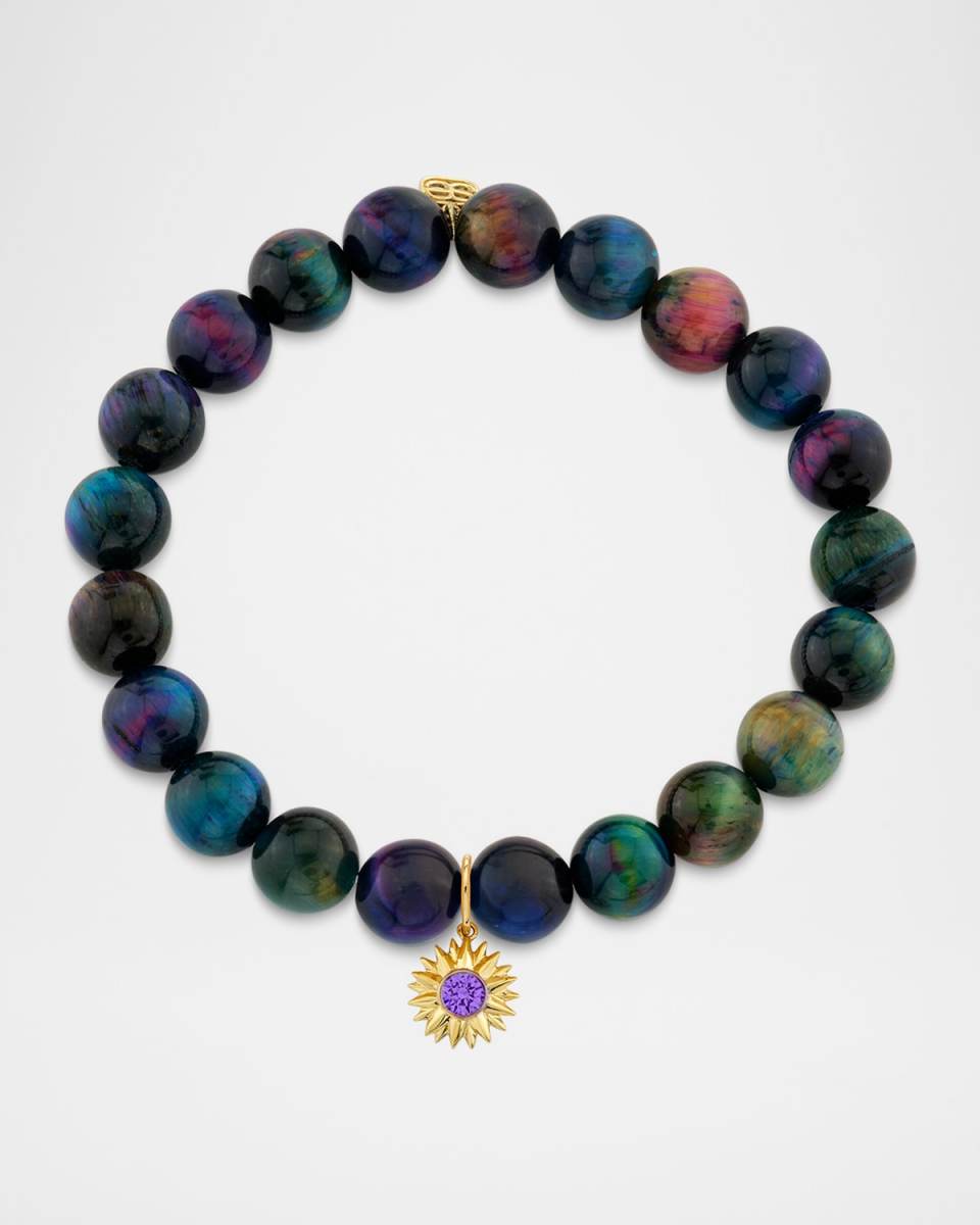 Solar Compass Charm on Tiger's Eye Bracelet